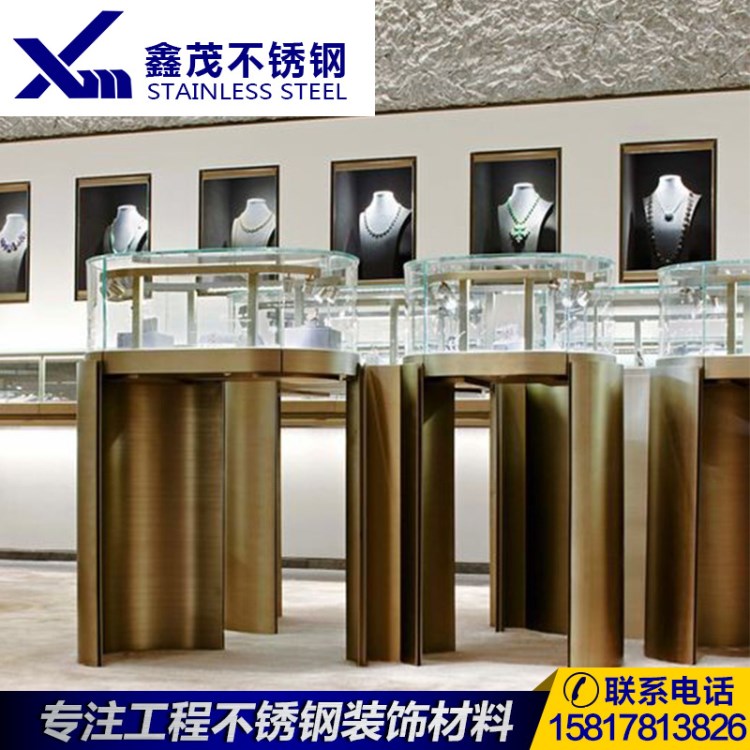 定制珠宝不锈钢展示柜,玫瑰金,钛金,香槟金不锈钢展柜