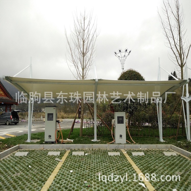 定制安装高速服务区膜结构停车棚 充电桩汽车棚 充电站