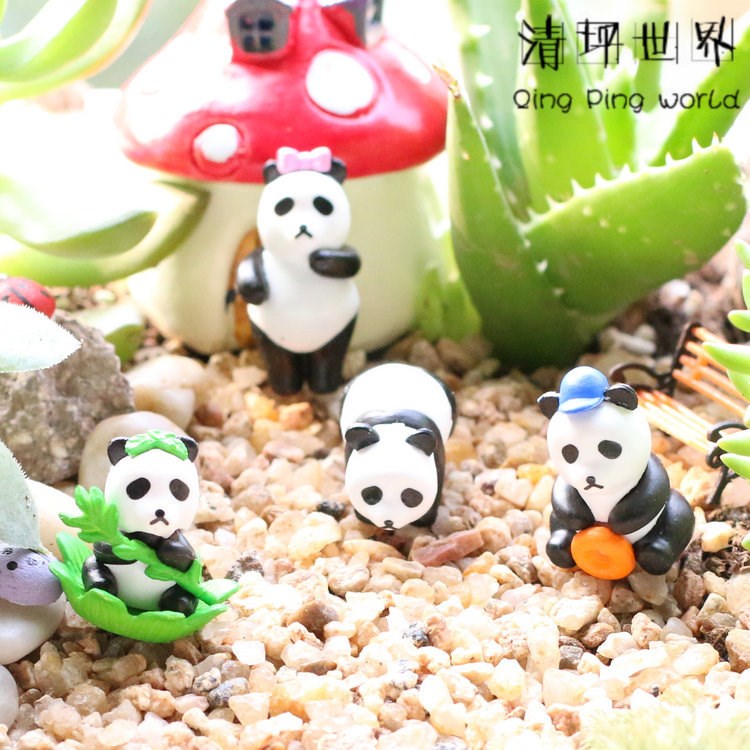 苔藓微景观饰品（摆件-4款 萌熊猫） 模型 DIY组装小摆件水