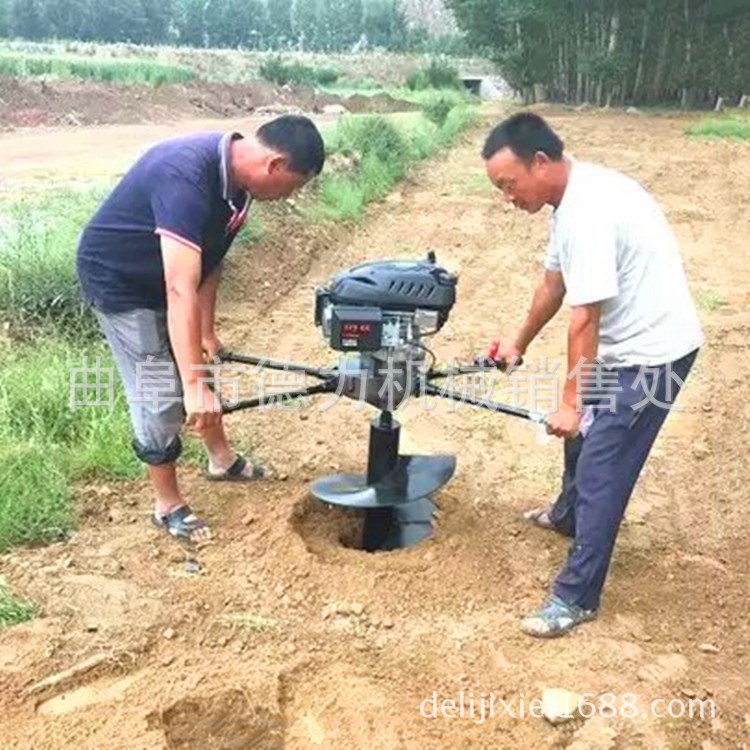 湘潭市手提式地钻大棚埋桩挖坑机 双人手提式深坑埋桩立柱钻孔机