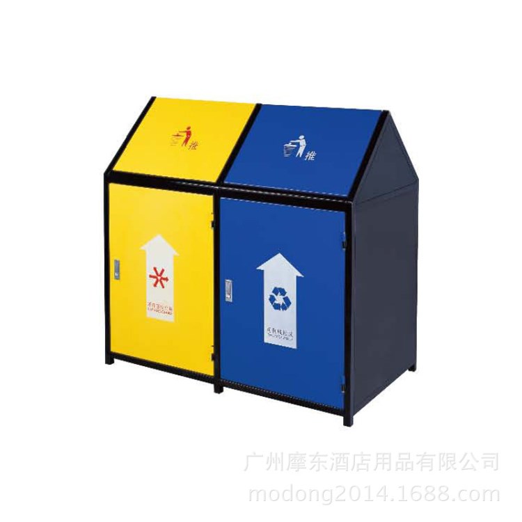 学校校园区二分类环保果皮箱 室内环卫桶 按盖投递果壳箱果皮桶