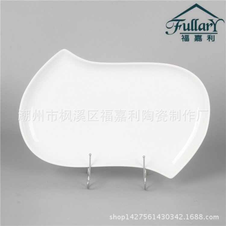五星酒店餐饮陶瓷餐具陶瓷盘创意白陶瓷长方大眼睛盘长条寿司盘