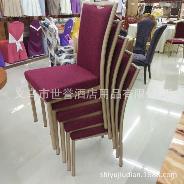杭州酒店包厢铝合金仿木椅外贸西餐厅椅子酒店宴会餐桌椅订做