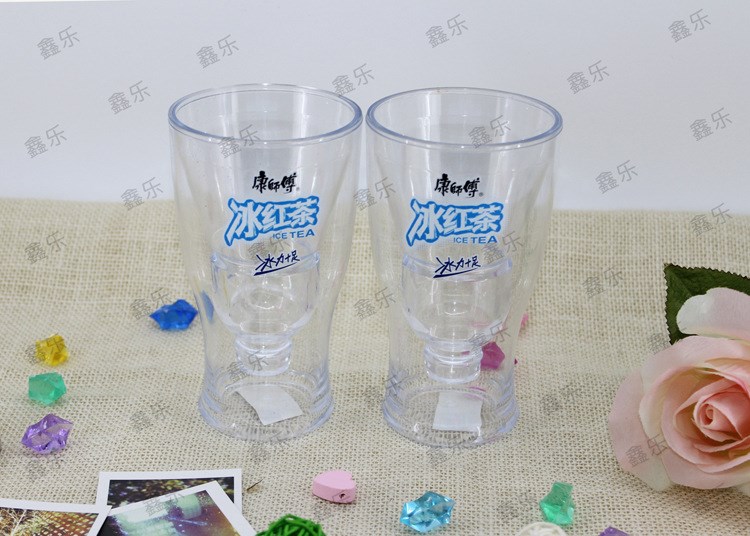 厂家定做透明可焊接双层塑料水杯 可印LOGO 礼赠品