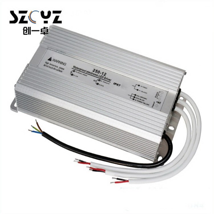 厂家直销12V20A防水电源室外12V250W防水电源户外led灯天花灯IP67