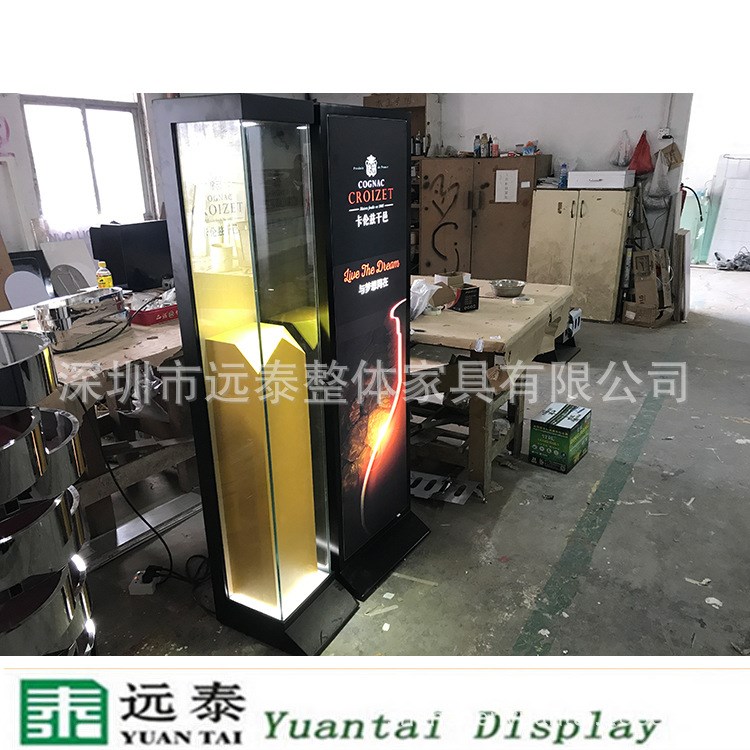 软膜灯箱红酒打样柜|金色木质展台经典展示独立酒柜G-B472