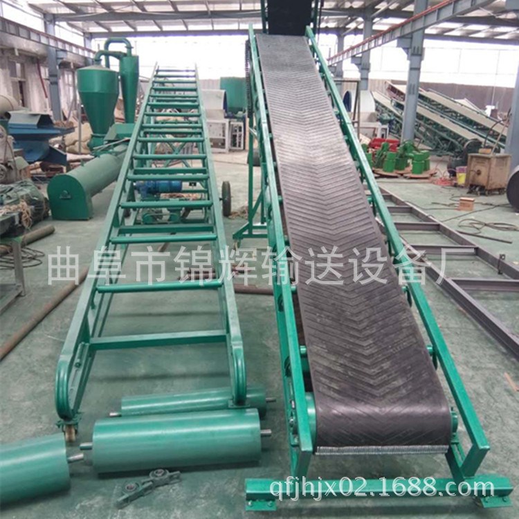 定做波纹状挡边式加长沙场皮带输送机 大倾角格挡防滑带式输送机
