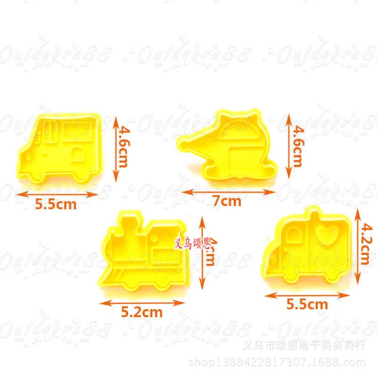 DIY烘焙 交通工具 立体弹簧饼干模 翻糖印花压模 单色吊 OPP袋装