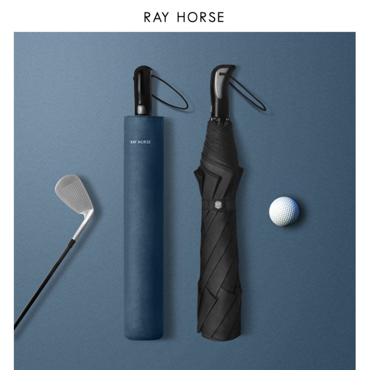 跨境RAY HORSE 男士商务超大二折高尔夫雨伞简约新品抗强风自动伞