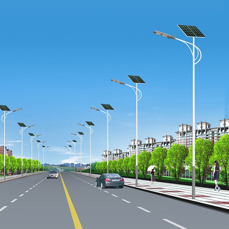 生产8米太阳能路灯，批发20-80W LED,Q235钢材热镀锌喷塑