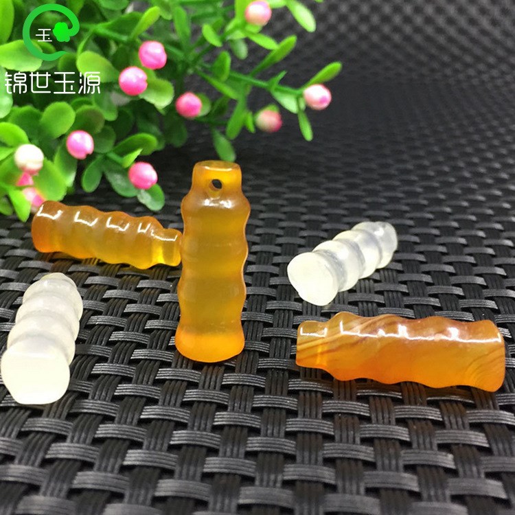 厂家大量生产玉髓竹节吊坠 手工玉石手链项链配饰品diy批发