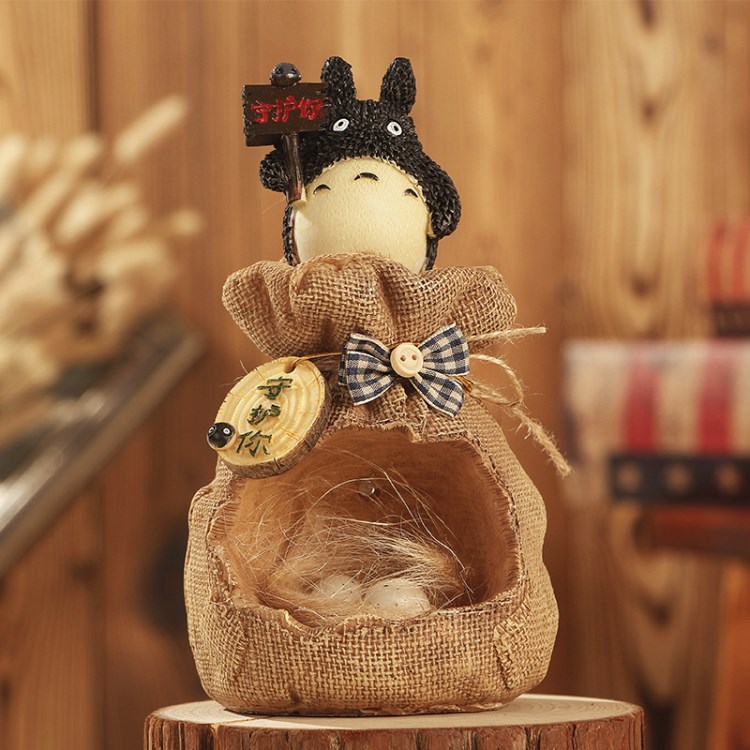 H0912 创意日式树脂龙猫麻袋宠物蛋闪光摆件 17108家居学生礼品