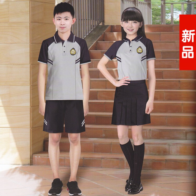 2018夏季学生校服网眼布透气初中高中短袖运动服 定做新款军训服