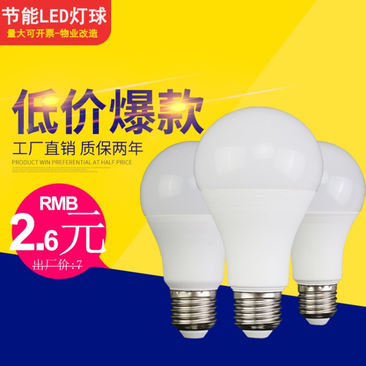 led灯泡塑包铝球泡灯E27塑包铝led灯5W7W9W12W批发灯泡跨境球泡