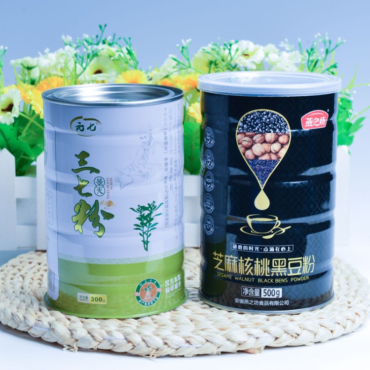 厂家定制食品级五谷杂粮粉罐子 金属圆形葛根魔芋马口铁罐