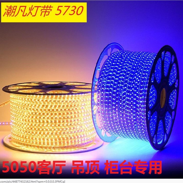 led灯带5050防水高压3014LED贴片柔性软灯条2835双排三排220v灯带