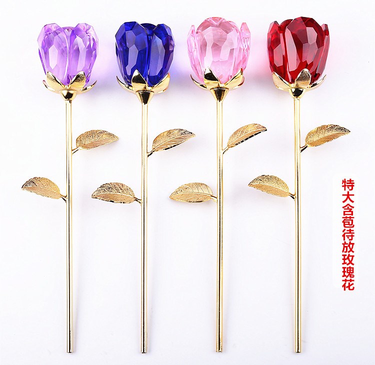 情人节礼物水晶玫瑰花送女友老婆结婚纪念日定制摆件创意生日礼品