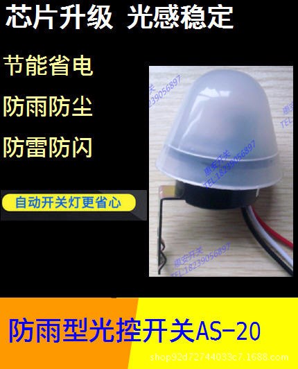 室外防雨型AS-20车库灯路灯LED灯光控感应器路灯开关控制器12V10A