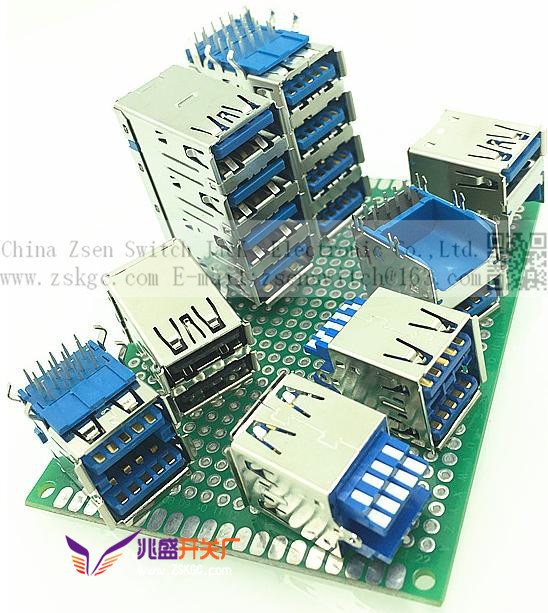 电脑3.0双孔USB插座/通讯双层USB插孔3.0/3.0USB母座不锈钢全铜