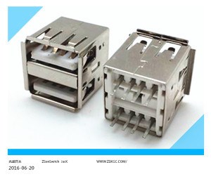 USB插座双层180度/USB插孔双层180度/USB母座双层180度