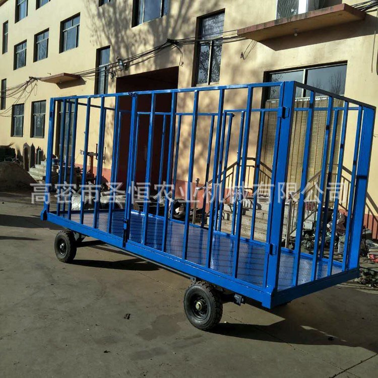 护栏式平板拖车 平板载货牵引拖车 拖挂平板车带护栏平板工具车