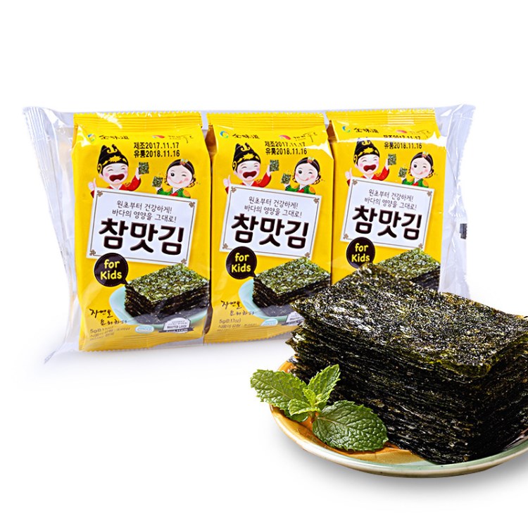 韩国海产品零食批发 全味道原味/橄榄油味味海苔16g