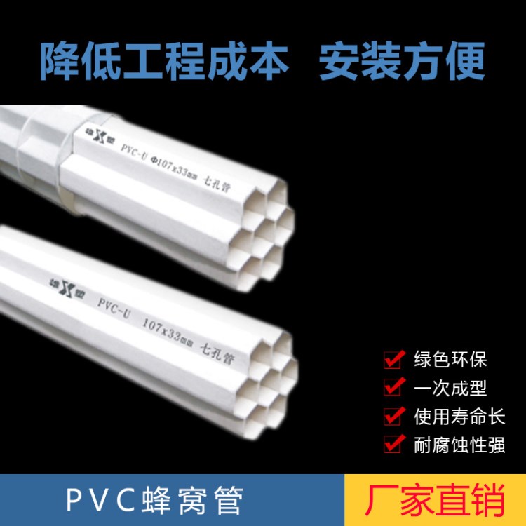 雄塑PVC-U七孔蜂窝管 电线光缆护套管 PVC多孔一体管格栅管批发