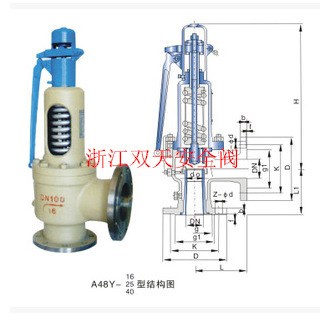 双天阀  A42Y-16C型弹簧全启式封闭式阀 DN50