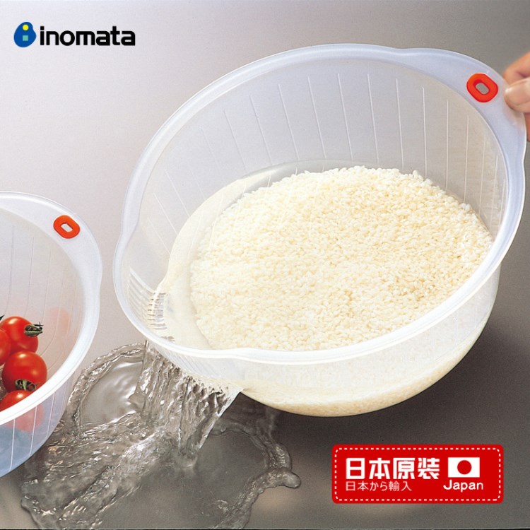 inomata日本淘米盆厨房洗米筛漏塑料沥水篮洗水果洗菜篮子