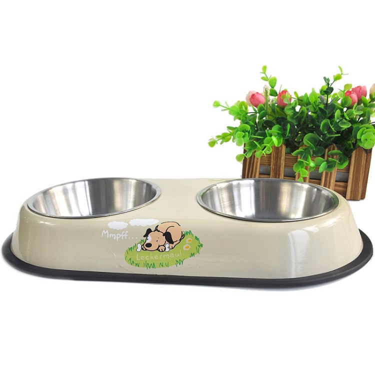 狗盆双盆小型犬猫不锈钢宠物碗饮水器/宠物用品004B-12