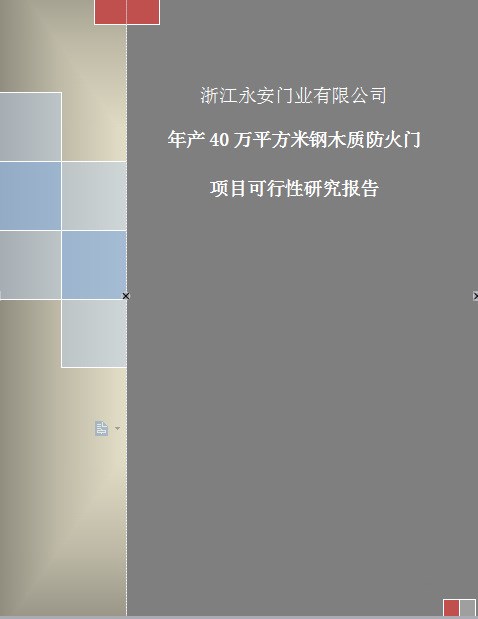 年产40万平方米钢木质防火门可行性研究报告