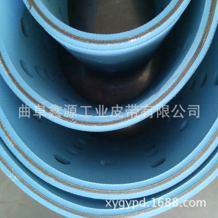 厂家批发湖北6MM双面蓝色打孔吸风带 镇江耐磨糊盒机输送带