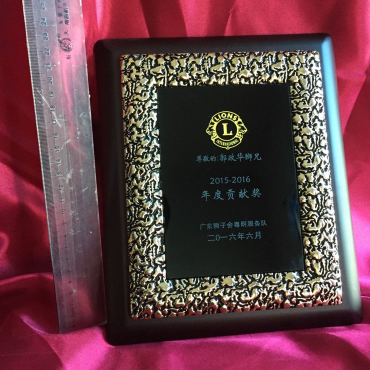 18年新款创意慈善狮子会木奖牌 木托奖座个性刻字 免费设计木质