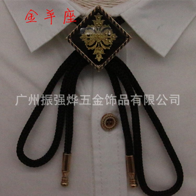 ZQY韩版bolo tie 时尚百搭铜片永不褪色波洛领带。