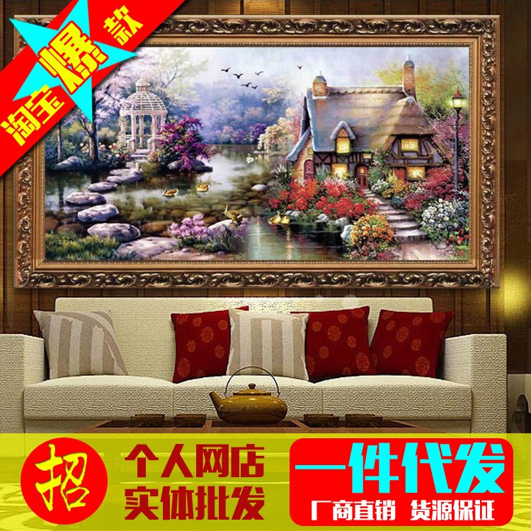 热门十字绣 新款印花十字绣 欧式挂画 油画风景系列 花园小屋