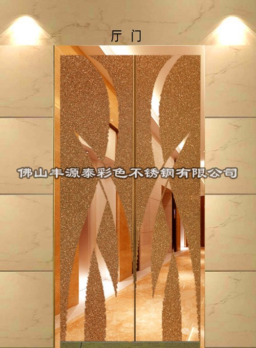 304不锈钢玫瑰金镜面腐蚀花纹组合工艺电梯门板 不锈钢电梯板价格