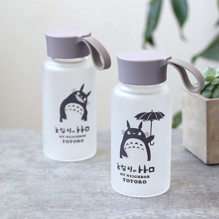 时尚磨砂随手杯 玻璃杯（新龙猫）320ml 日用百货 泡茶喝水杯