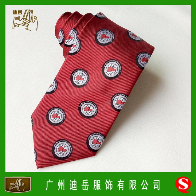 广州真丝领带定制新加坡LOGO提花领带定做红色真丝领带
