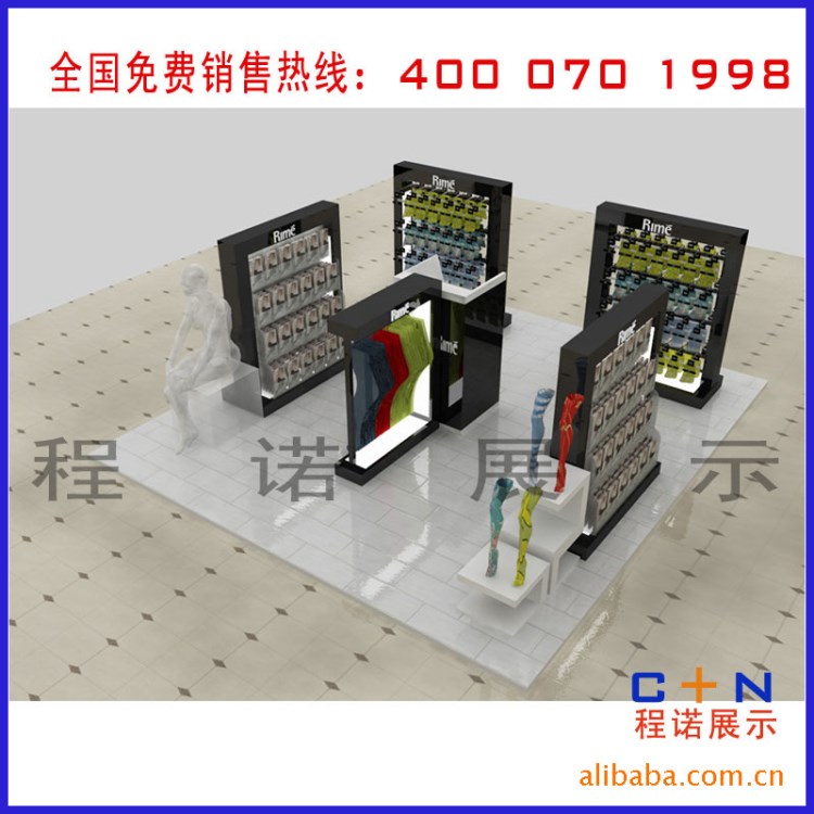 【制作展示柜】品牌袜子展示柜　陈列柜展柜