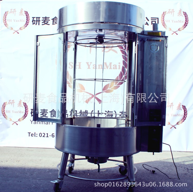 厂家直销全燃气果木烤鸭炉 北京脆皮烤鸭炉 钢化玻璃自动旋旋转炉