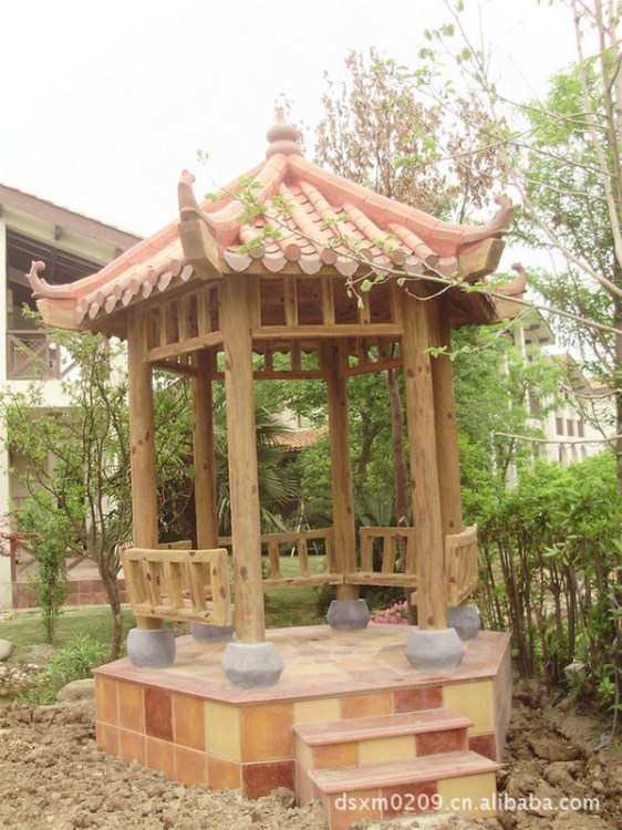 上海仿木工艺凉亭 仿木凉亭加工 仿古亭 工地现场做的仿木凉亭
