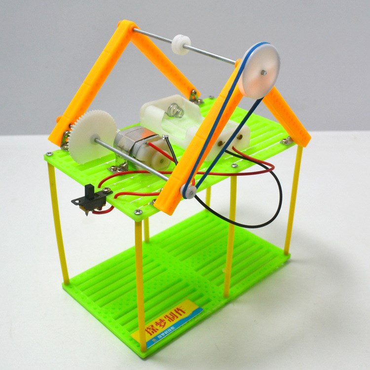 探梦 电动观光缆车模型套件爬绳子行走吊篮科技小制作diy创意模型