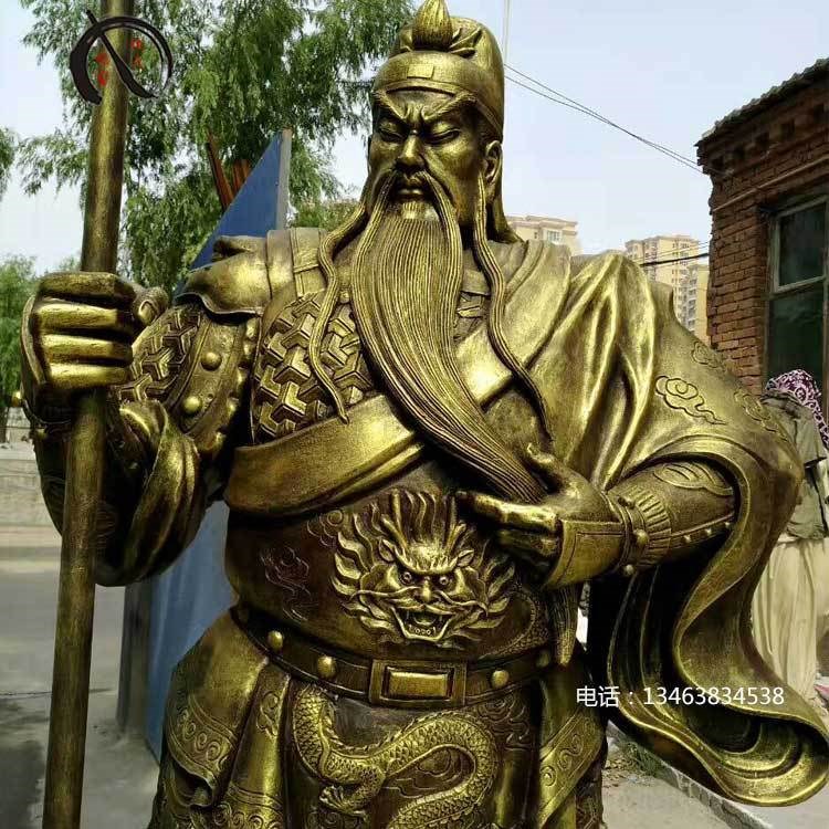 厂家直销石雕关公佛像大理石彩绘关羽武财神招财镇宅四大天