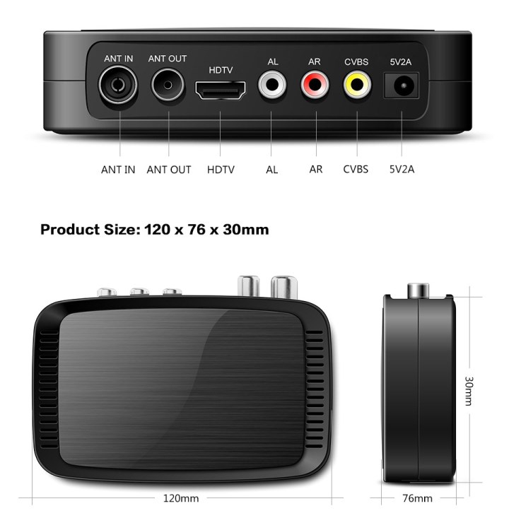 外贸新款数字地面120MM DVB-T2电视接收机顶盒可OEM定制厂家直销