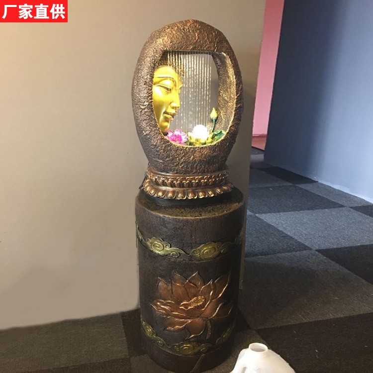 东南亚佛像流水喷泉客厅禅意摆件水景加湿招财开业礼品工艺品风水