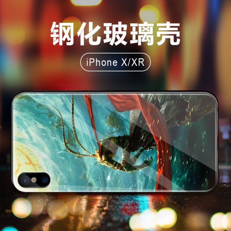 苹果x手机壳 适用于iphonexs玻璃壳彩绘6s/7/8/8plus/xsmax手机套