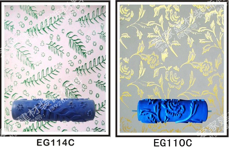 7寸滚筒橡胶液体滚筒刷印花壁纸漆滚花液体模具印花墙刷墙工具