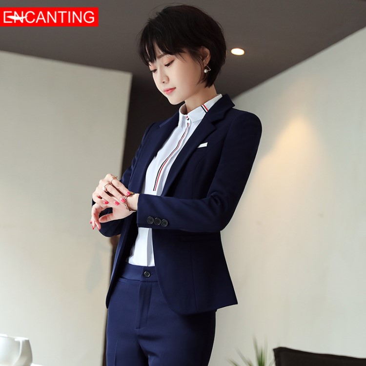 [彩婷]职业装女套装银行面试正装大学生西装时尚气质酒店工作服