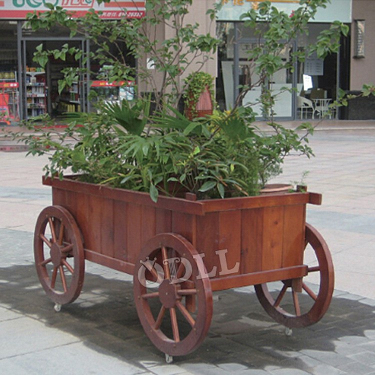 厂家直销户外休闲木制花车 防腐木景观花车 园区花车 移动花车