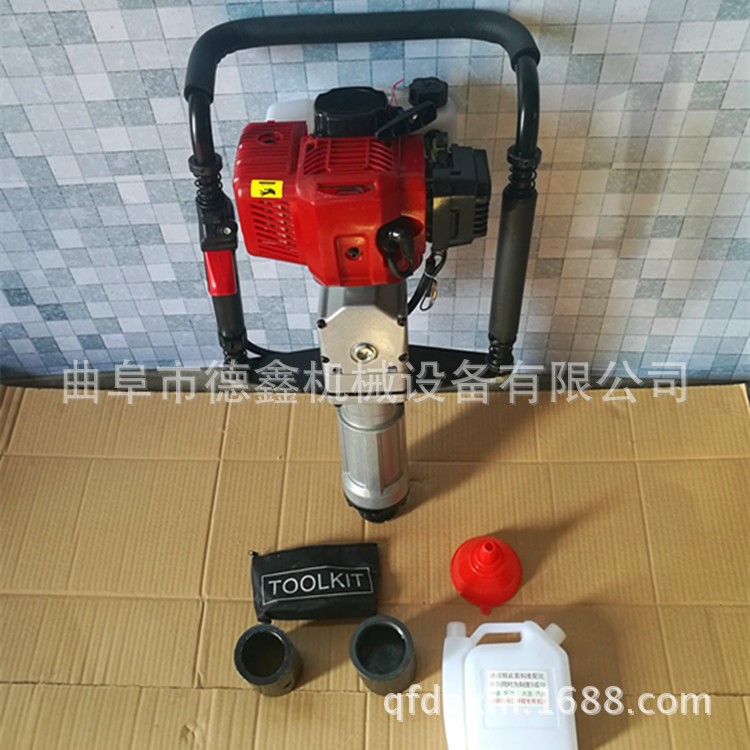 防汛立柱植桩机 汽油二冲程手提小型打桩机 木头护栏地基打桩机
